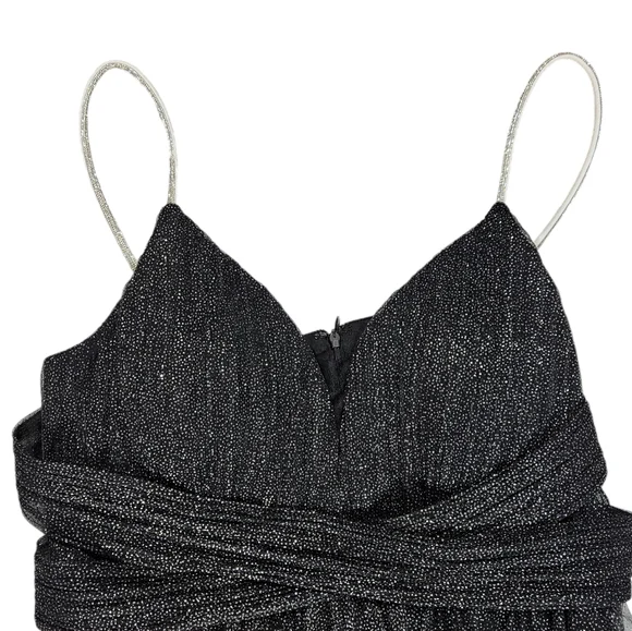 Ever Pretty Black Glittery Tulle Maxi Gown Size 4XL Spaghetti Strap Formal Dress - Picture 9 of 16